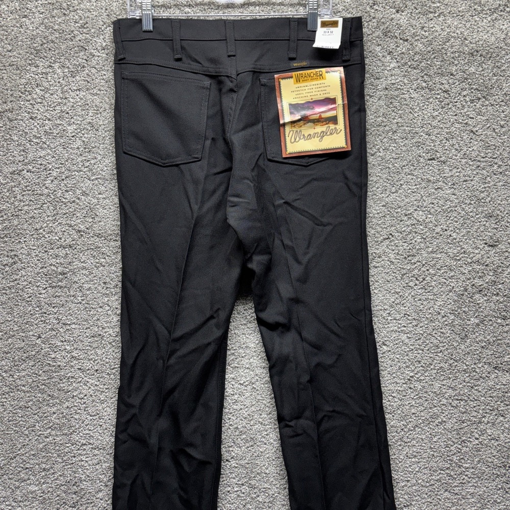Wrangler Wrancher Boot Jeans Men 33x32 Black Regular Fit Western Dress Pants NWT